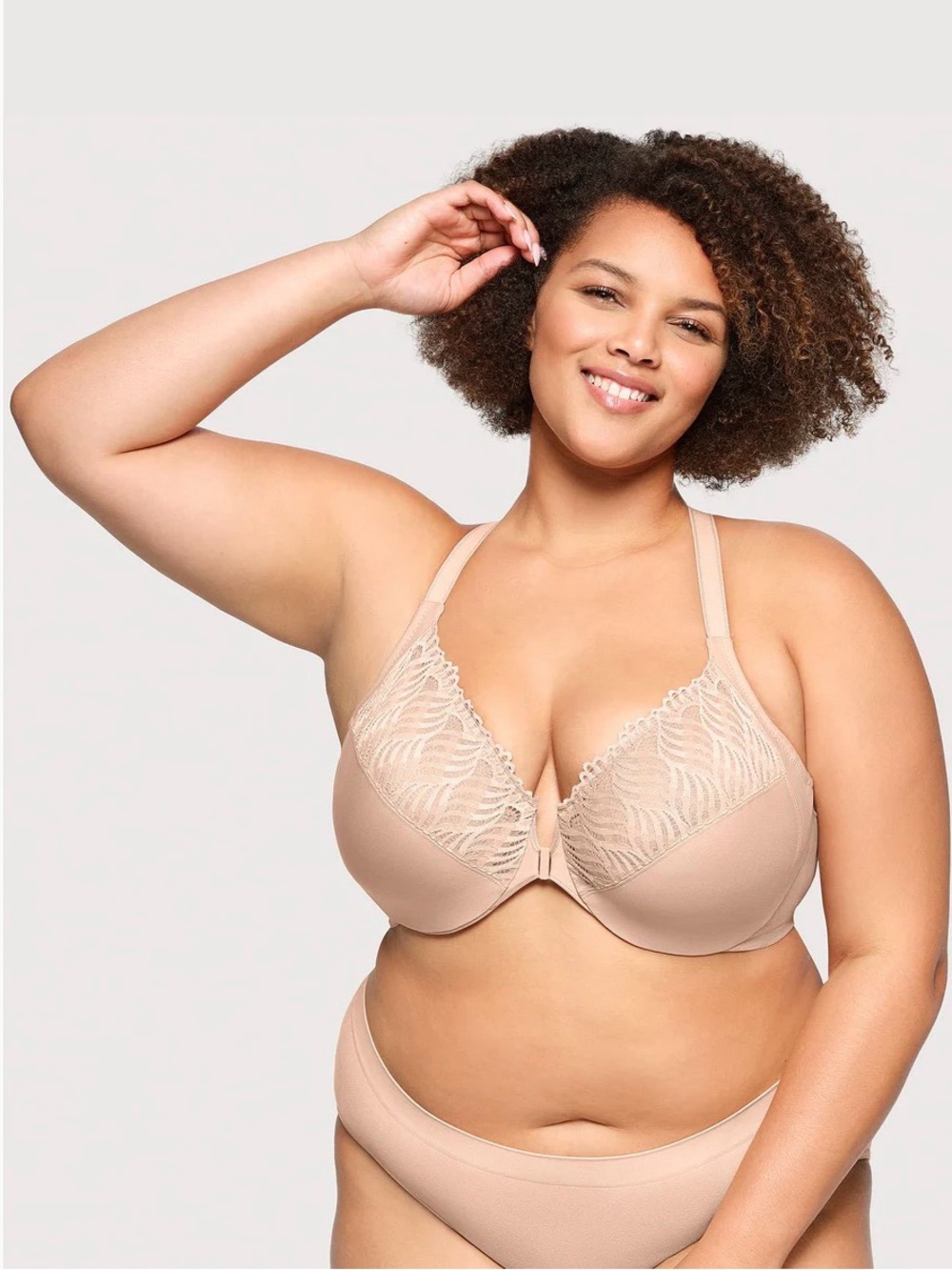 Beige Glamorise Front-Close T-Back Underwire Bra 38H
